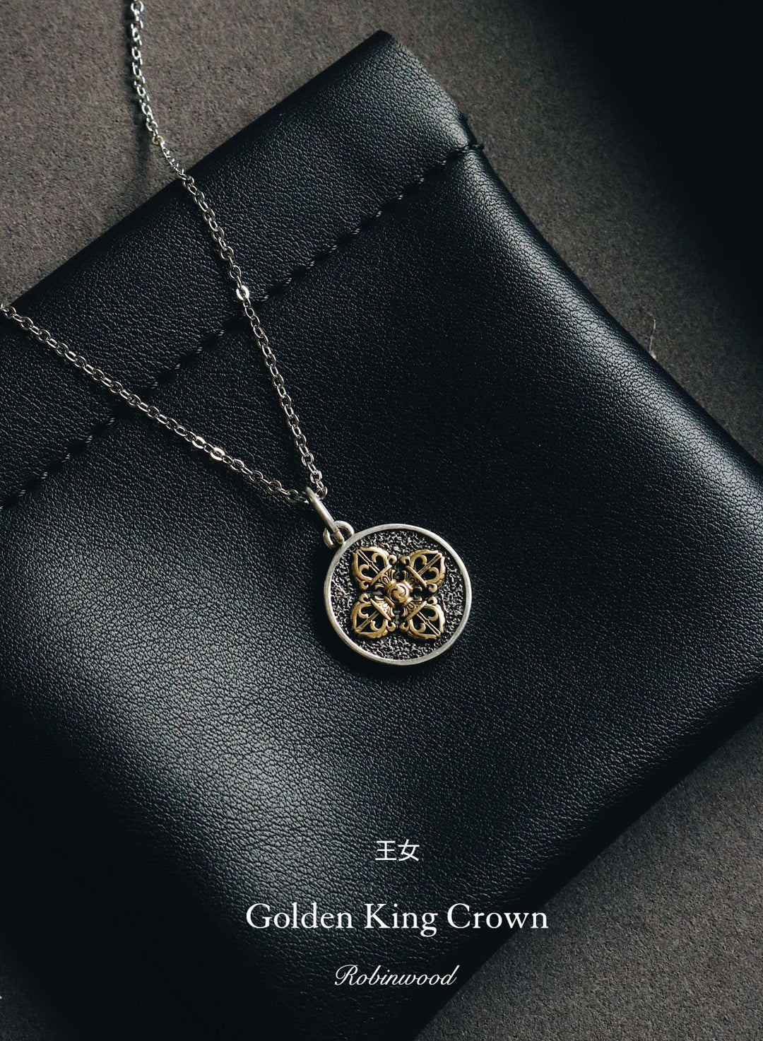 " Limited Men Collection's"  Golden King Crown Necklace, Robinwood Masterpiece