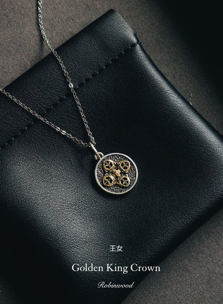 " Limited Men Collection's"  Golden King Crown Necklace, Robinwood Masterpiece