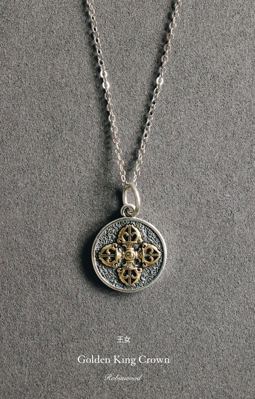 " Limited Men Collection's"  Golden King Crown Necklace, Robinwood Masterpiece