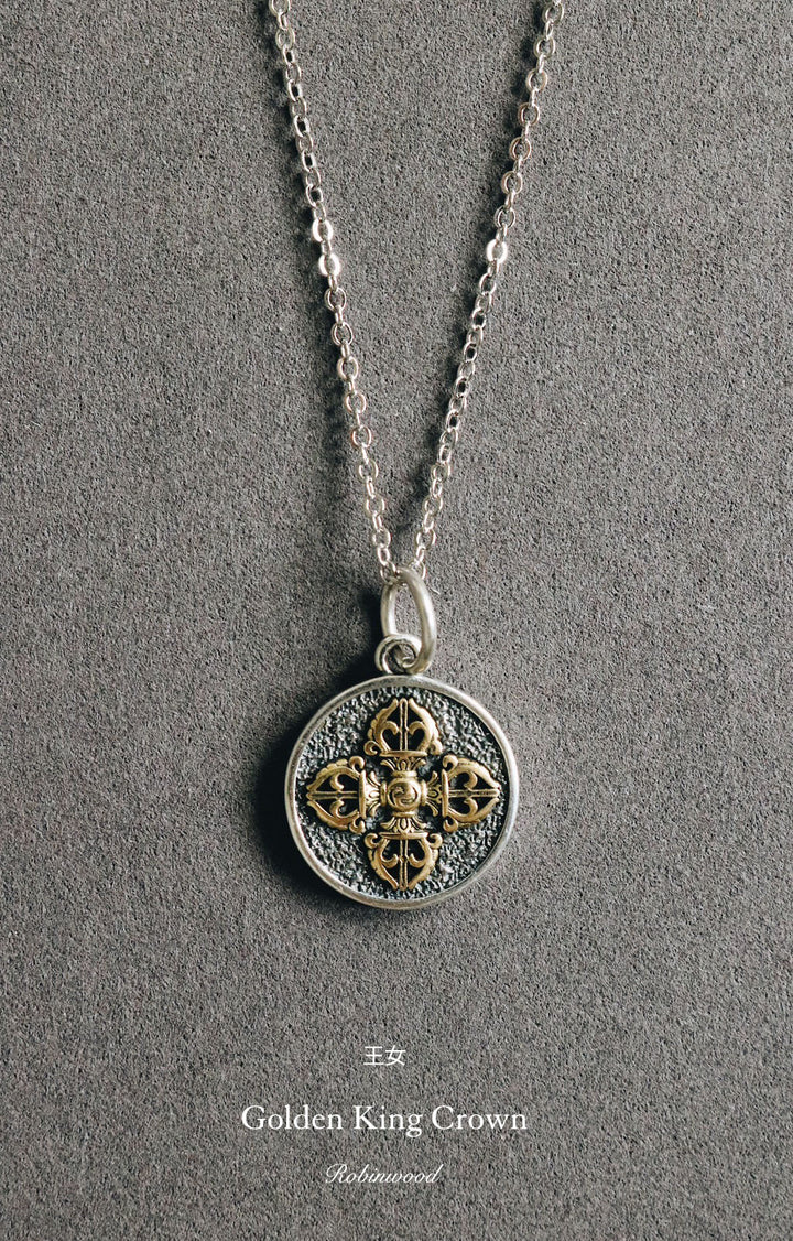 " Limited Men Collection's"  Golden King Crown Necklace, Robinwood Masterpiece