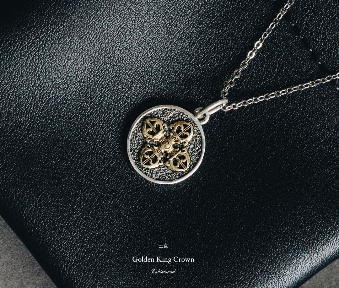 " Limited Men Collection's"  Golden King Crown Necklace, Robinwood Masterpiece
