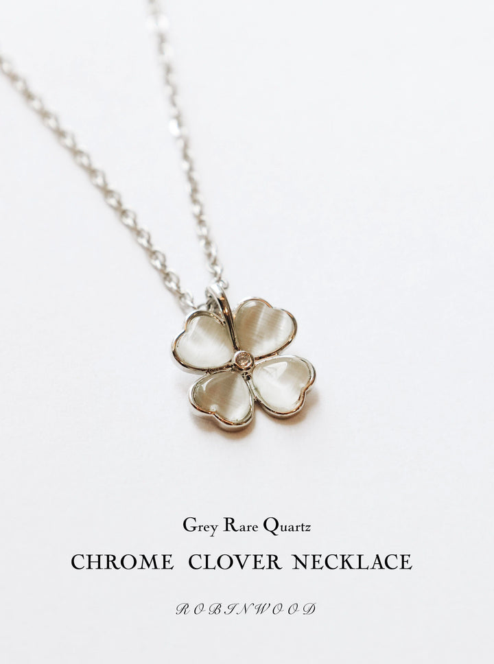 Limited Men Clover : Chrome Grey Quartz Clover Necklace, Robinwood Men