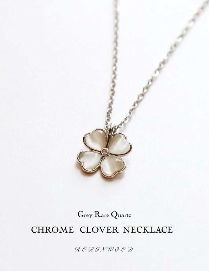 Limited Men Clover : Chrome Grey Quartz Clover Necklace, Robinwood Men