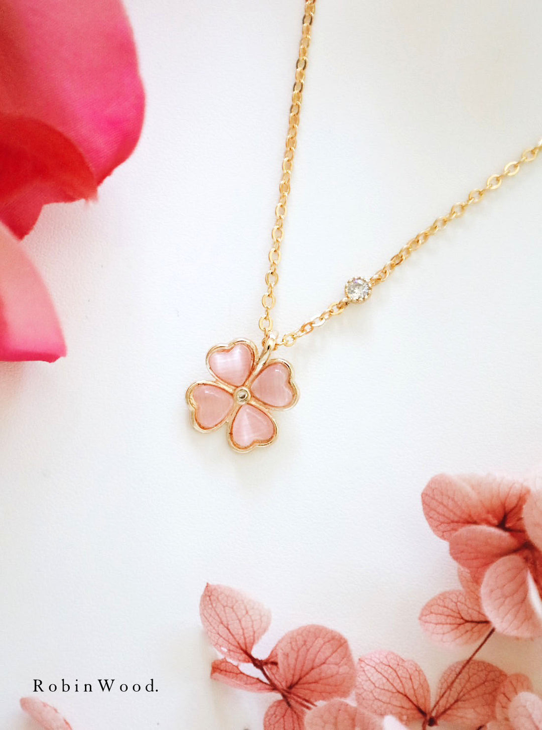 LIMITED Valentine COLLECTION " Pavé ROSE QUARTZ CLOVER " SERIES, ROBINWOOD MASTERPIECES