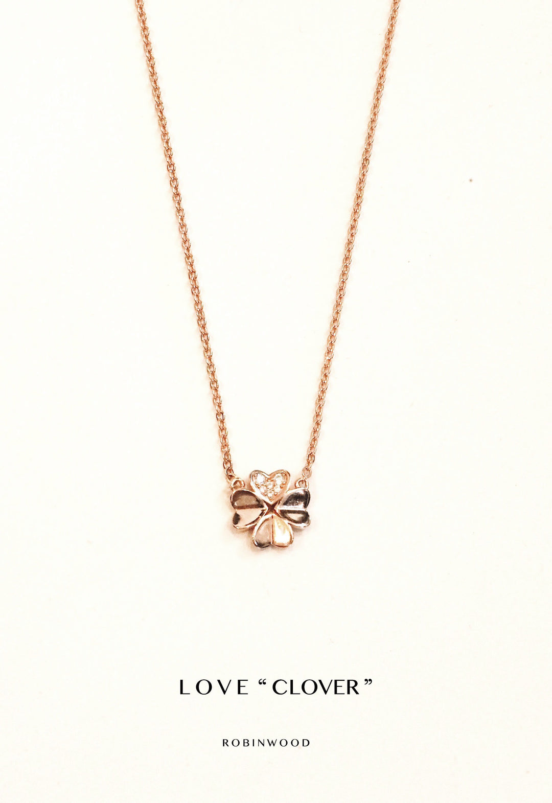 Limited Clover Collection's " LOVE CLOVER ROSE GOLD " NECKLACE