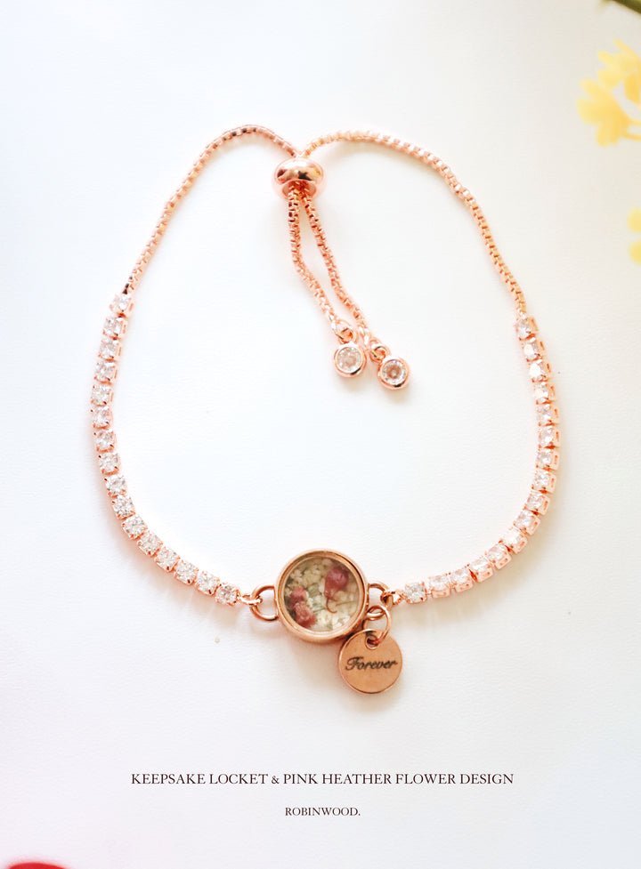 Limited Valentine Collection's " Keepsake Locket & Pink Heather Flower, Memorable Jewelry By RobinWood.