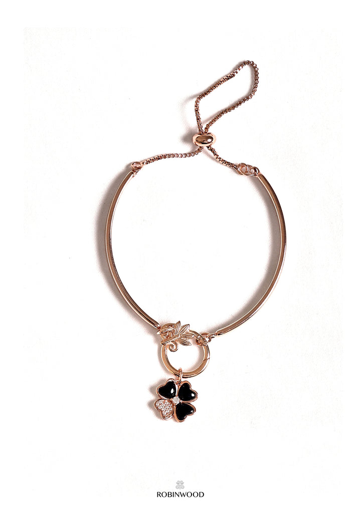 Limited Collection's PAVE Black Agate Clover  & King And Queen Bracelet