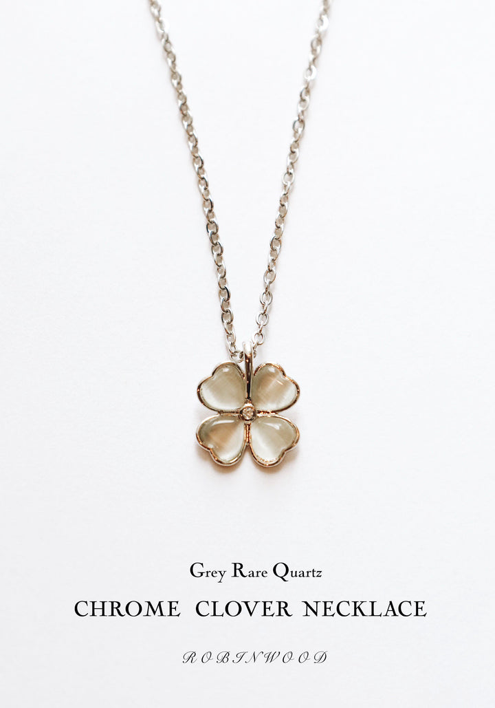 Limited Men Clover : Chrome Grey Quartz Clover Necklace, Robinwood Men