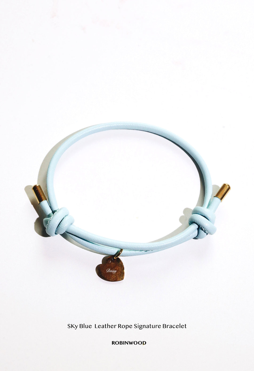 Leather Rope " Sky Blue Leather Signature Bracelet, Adjustable size, 2025 Design