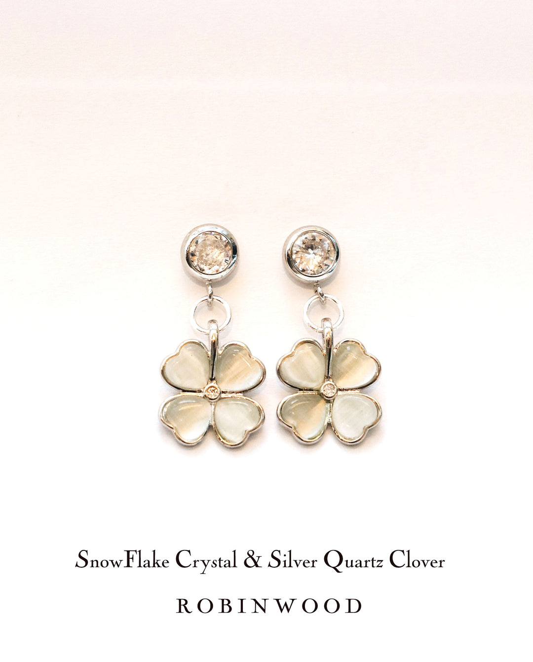 LIMITED COLLECTION " SNOW FLAKE CRYSTAL & GREY QUARTZ CLOVER " SERIES, ROBINWOOD MASTERPIECES