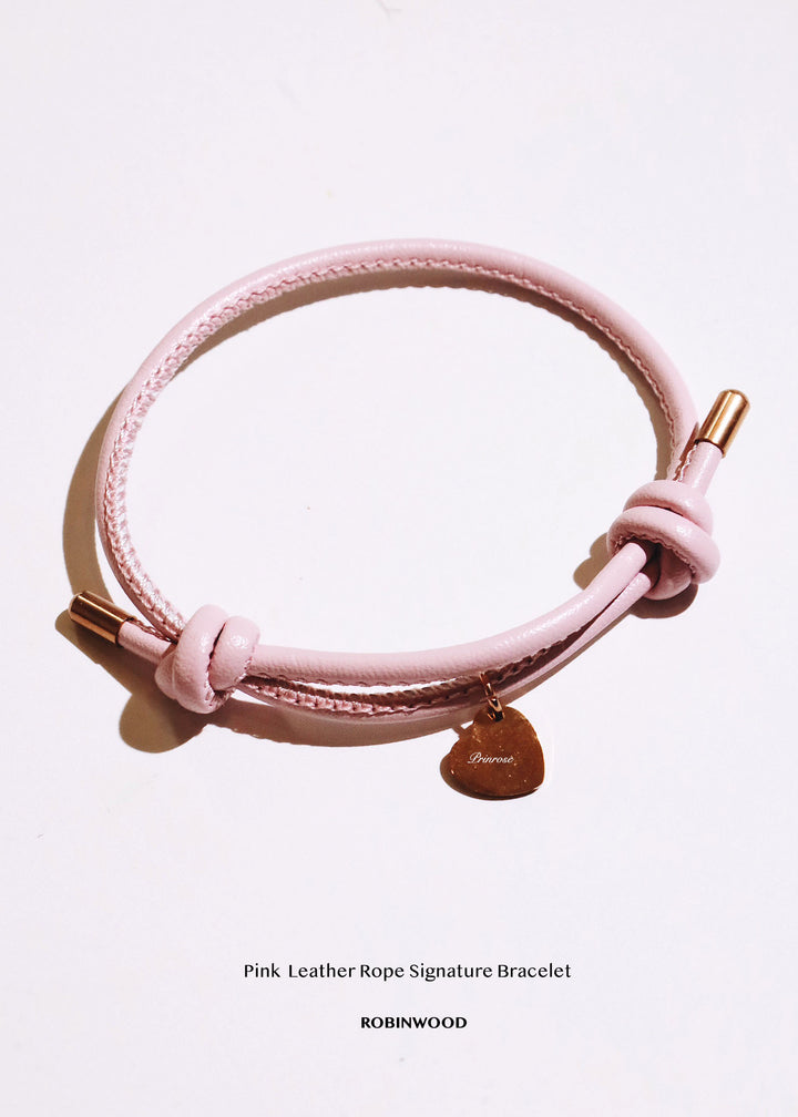 Leather Rope " Pink Leather Signature Bracelet, Adjustable size, 2025 Design