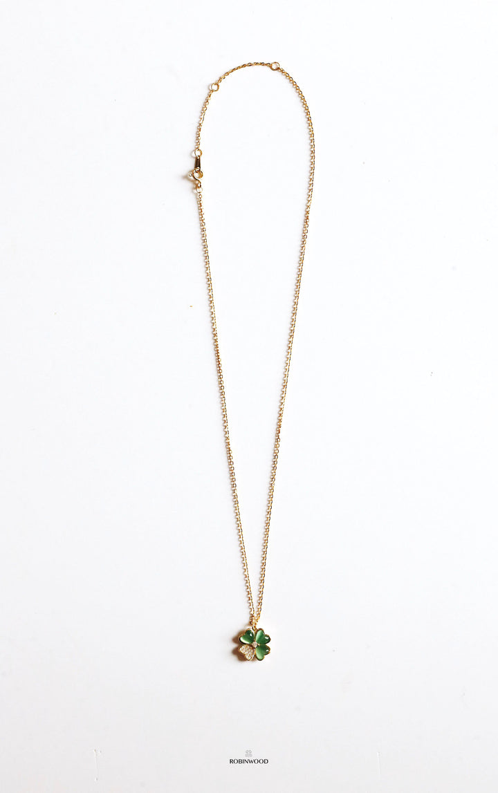 Limited Collection's " Pave Green Agate Clover "14-18 Inches Adjustable Size