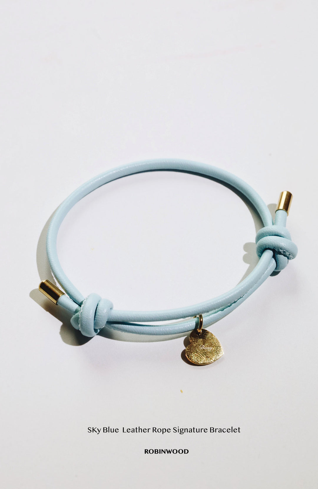 Leather Rope " Sky Blue Leather Signature Bracelet, Adjustable size, 2025 Design