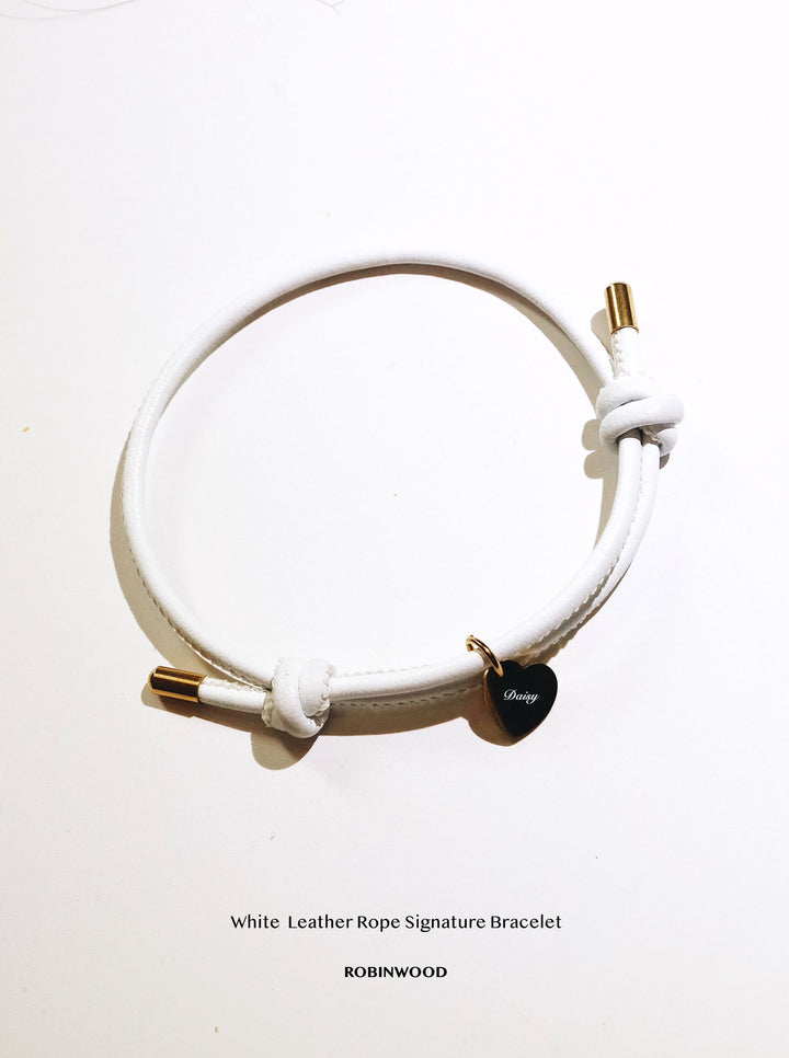 Leather Rope " White Leather Signature Bracelet, Adjustable size, 2025 Design