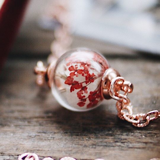 Bracelet - Red Wild Forest & Claim White mixed , Rose Gold Style - robinwood