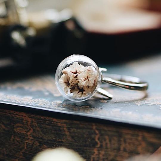 Ring - 925 Sterling Silver , Tatica Blonde White Statice adjustable Ring - robinwood