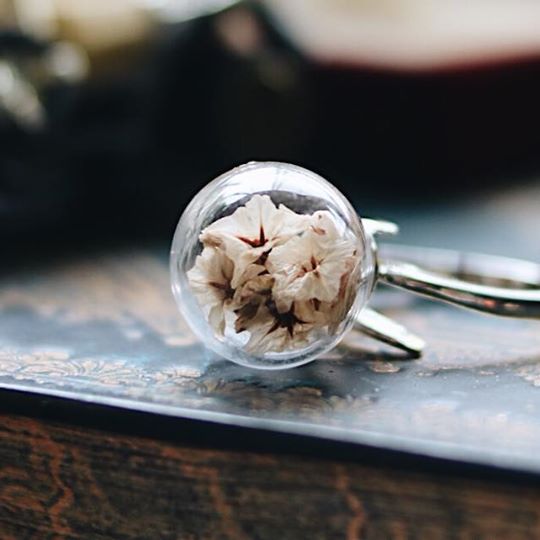 Ring - 925 Sterling Silver , Tatica Blonde White Statice adjustable Ring - robinwood