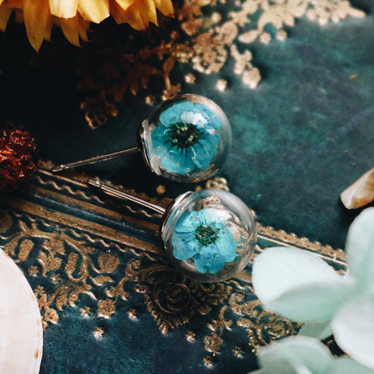 Earring - 93K Silver , Irish flower , Blending sea water color craft - robinwood
