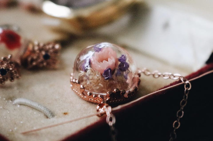 The violet sweet pea @ pink peony flower rosegold bass bracelet