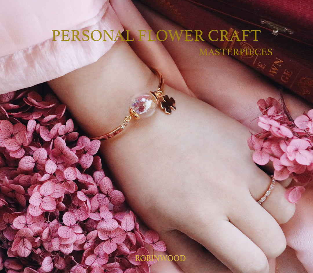 May Collection " Eternal Love & Red Heliotrope ", Gold Cuff Bracelet, Robinwood