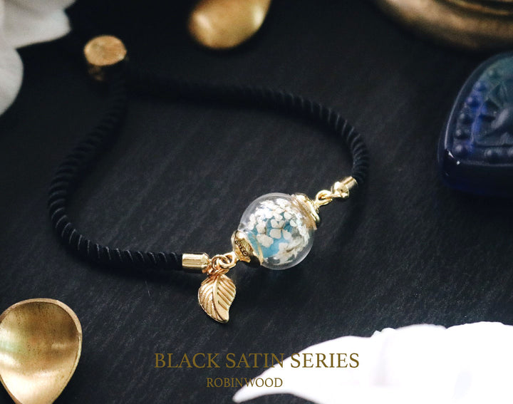 พิเศษในเดือนมิถุนายน "Black SATIN Series & White Forest Design", GOLD blended LEAF, robinwood