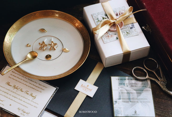 ชุดพิเศษ "16 K Heart Key unique Bracelet Design & 16 K Taylor Swarovski Leaf GOLD earring, robinwood, yut sila, gitf for Her, masterpieces, set Edition