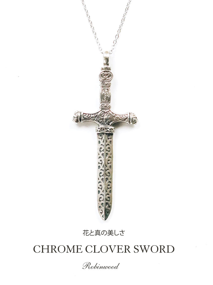 Men Limited Collection's " Chrome Clover Sword Necklace, 2022 Award Design, By Robinwood Masterpieces