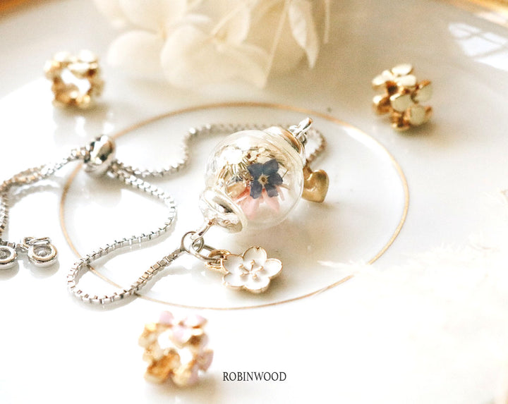 " March Collection's " Forget Men not" & Snake Silver Chain, Gold Cherry Totem, Robinwood
