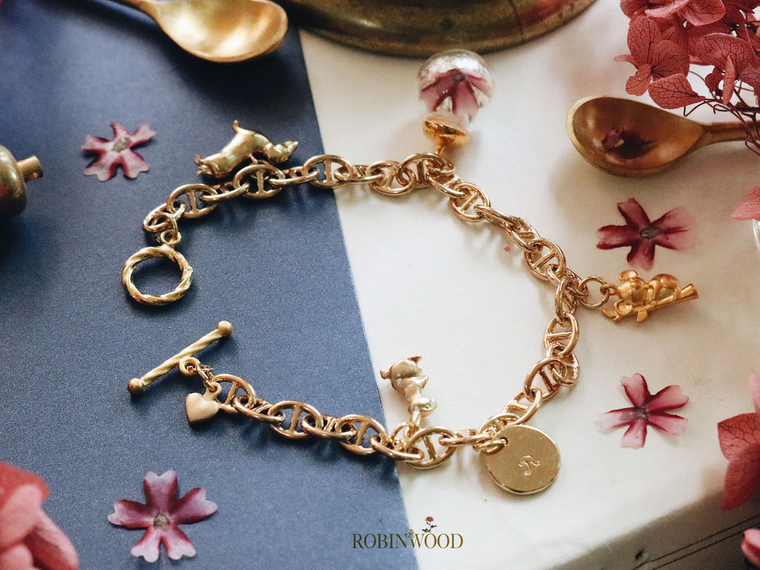 March 2020 Design award, 14 K Infinity Floral Gold Chain Design, Animal Totem Blending, TIme Totem Design, Adjustable bracelet, Robinwood,