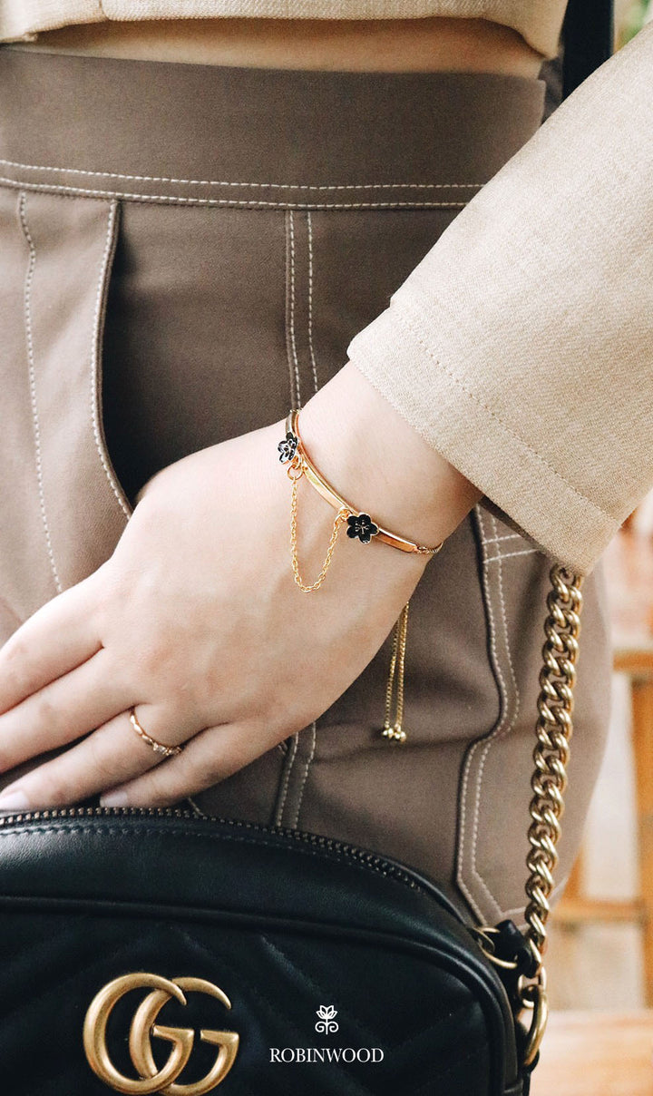 " December Collection's " Black Pansy Golden Cuff Series, Robinwood