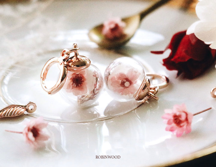 " November Collection " SAKURA Forest Design, Rosegold Classic Earring, Robinwood