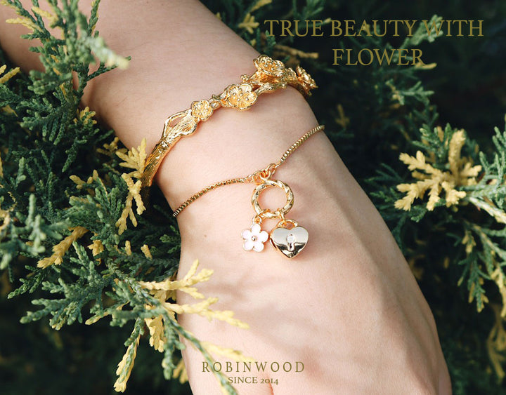 "Pink heliotrope & Love Key" ของคอลเลกชันกรกฎาคม, โซ่งูทอง14K, robinwood