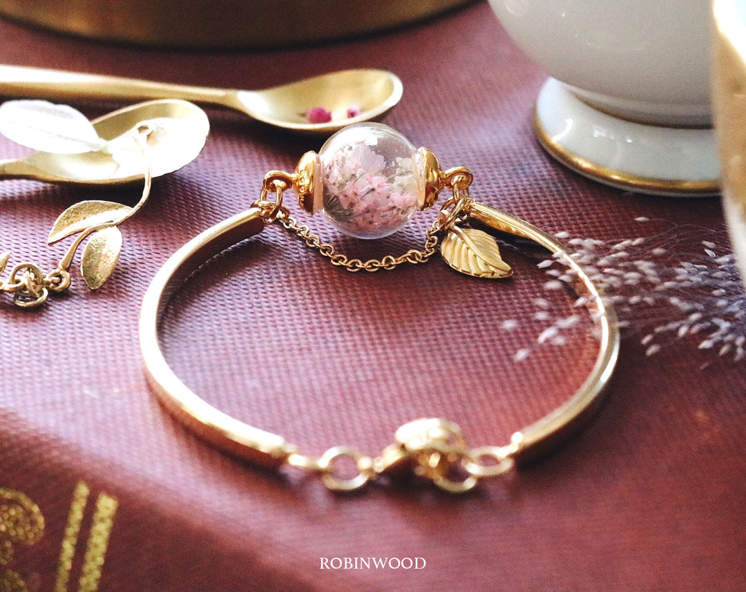 Pink Poppy Forest Design & 14K gold cuff adjustable bracelet, Gifts, Robinwood, Elegant crafts