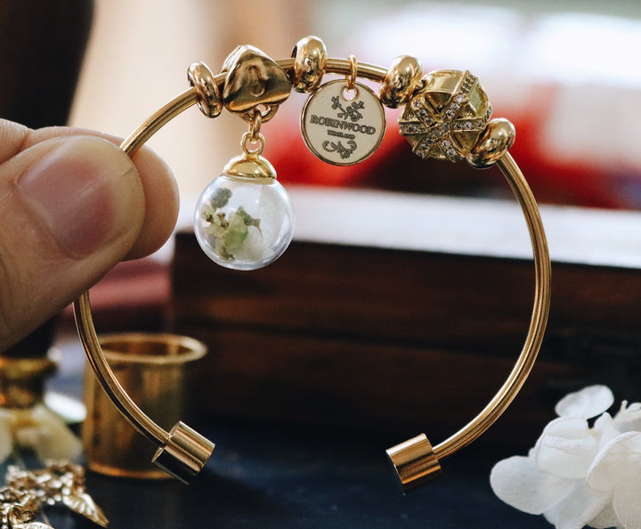 16K Gold EverGarden Design & Key Heart, Gift Gold totem blending original design  adjustable bracelet, Robinwood, gift for her, ผลงานที่ออกแบบเองได้