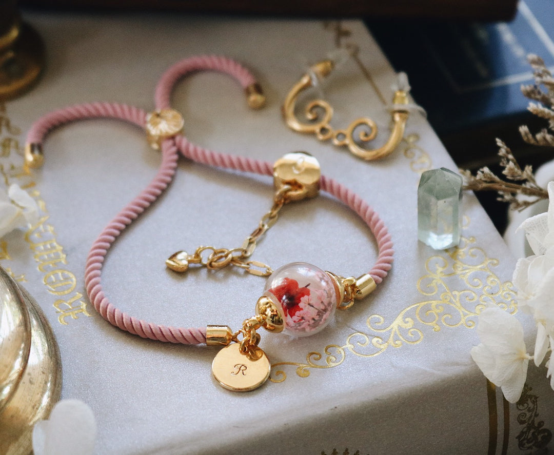 Rare Edition, Pink Satin leather & Gold Heart Key Design Totem adjusyable Bracelet, Gift for her, Robinwood, ผลงานที่ออกแบบเองได้, Masterpieces