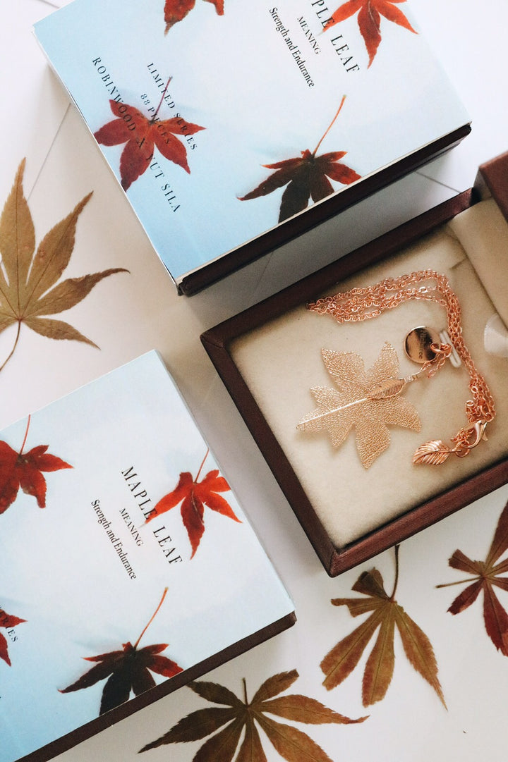 Exclusive " MAPLE LEAF ", July Limited Series, Real Maple leaf Rosegold Edition, Robinwood