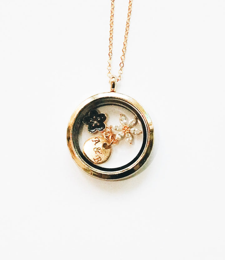 " May Collection " Black Cherry & Snow Flake Locket Design, Name Tag, Robinwood