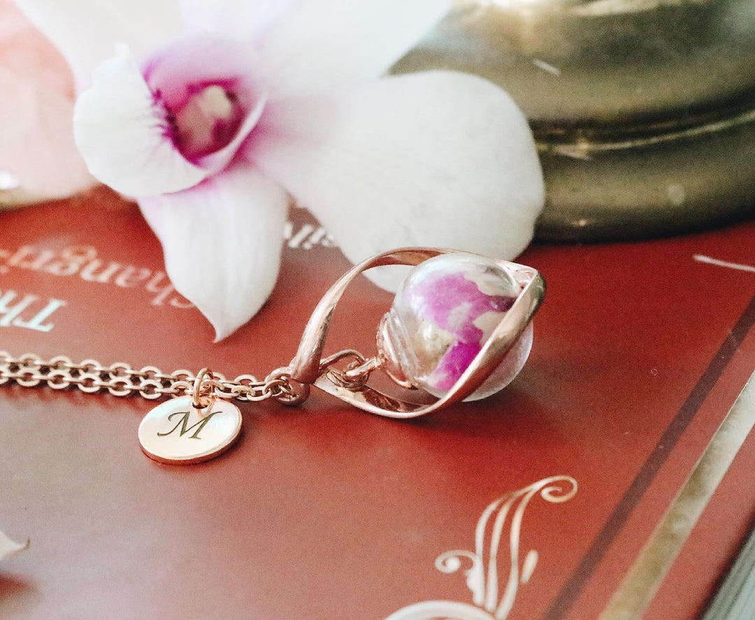 July Collection's " Violet Tulip & White Sky " Infinity Necklace, Robinwood