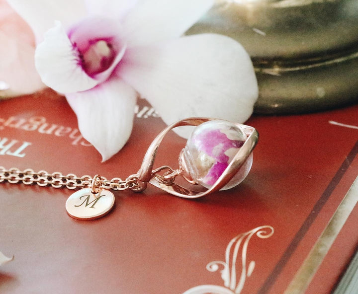 July Collection's " Violet Tulip & White Sky " Infinity Necklace, Robinwood