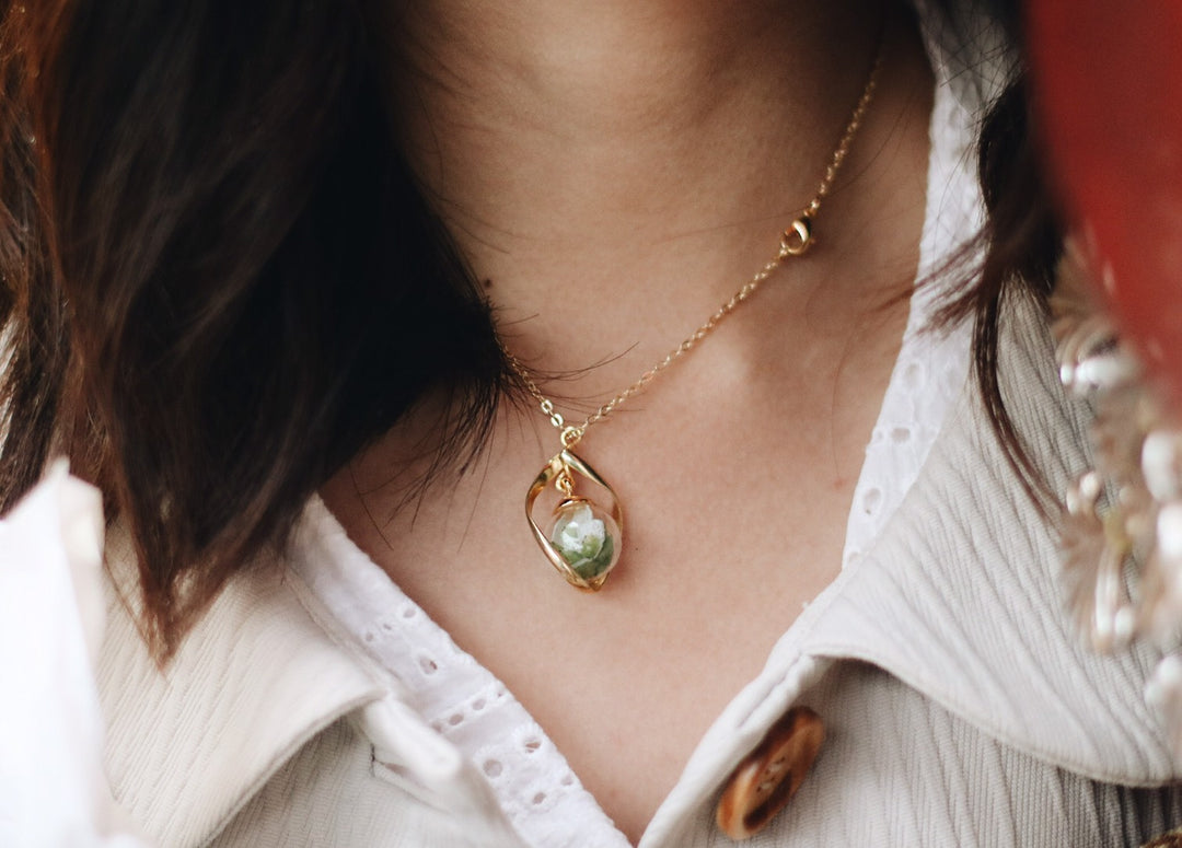 14K Infinity Gold Necklace Design & White Hydrangea Forest, Fern Design Collection, Only one or Set Design Necklace, Robinwood, DiscoveryourFlower