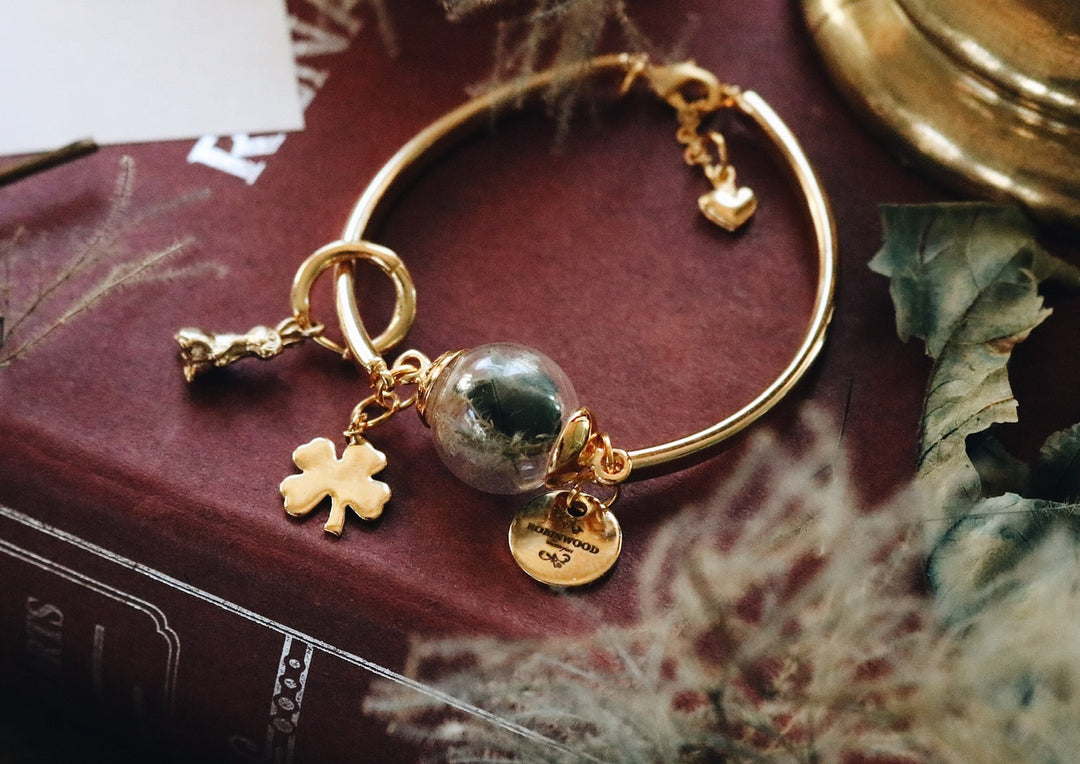 14 K Gold Cuff Mystery Forest Design & Momori Bunny Totem Adjustable Bracelet, Robinwood, Masterpieces, Yut Sila