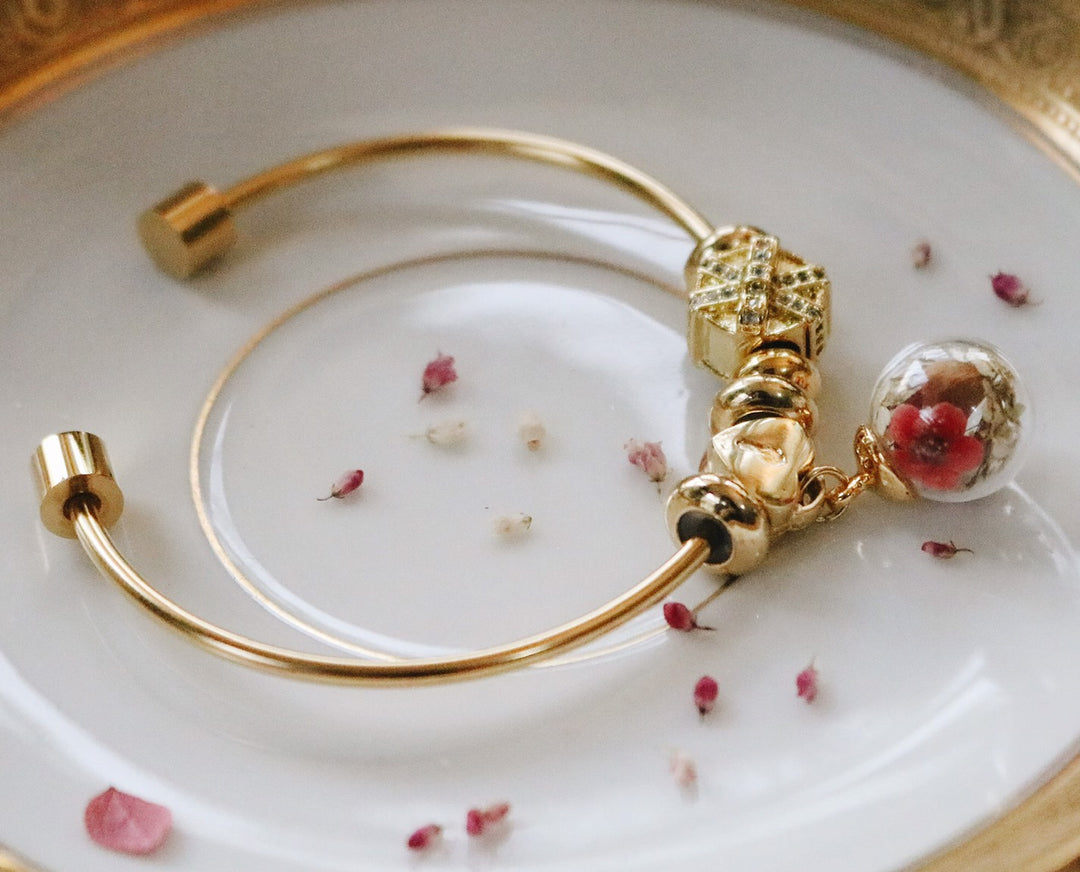 16K Gold Red Mayberry Design & Key Heart, Gift Gold totem blending original design adjustable bracelet, Robinwood, gift for her, ผลงานที่ออกแบบเองได้