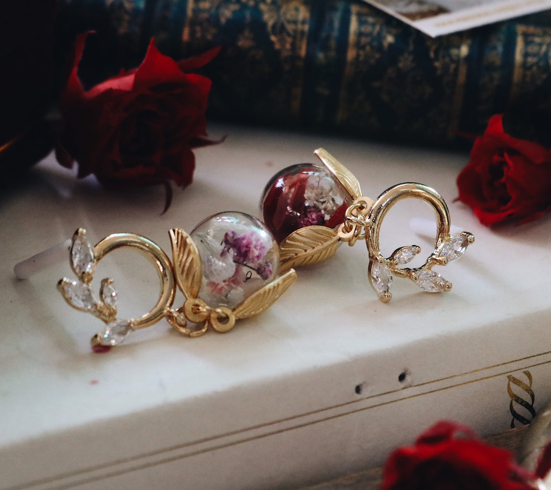 14 K Tulip Rose Design & Ever Garden Crystal Gold Leaf Swarovski Clear Diamond, Flower Mixed Unique Rare Design, Up side down Forest, Robinwood, Yut Sila, Masterpieces