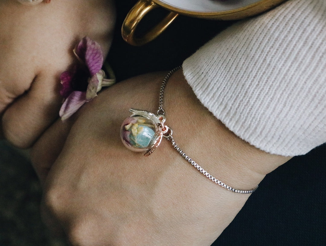 April Collection's " Tulip Design  & Spring Fall " Unique Color, Snake Bracelet with Custom Flower, Robinwood, Yut Sila