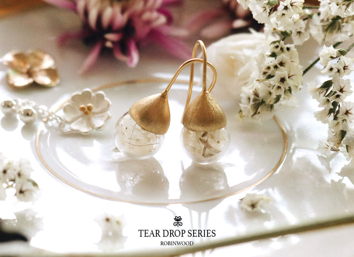 " September Collection's " 14K Tear Drop Series, Dandelion Seeds, Robinwood, Limited Pieces