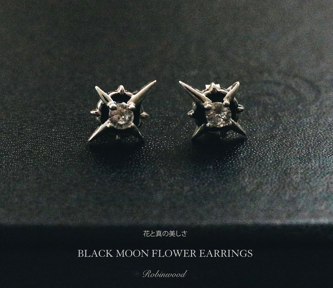 " Men Limited Series " Black Moon Flower, Stud Earring Series, Robinwood Men