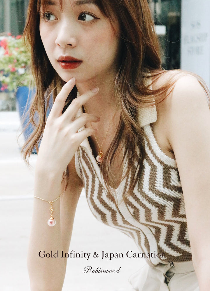 July Collection's " Japan Carnation Gold Infinity, Necklace Series, Robinwood