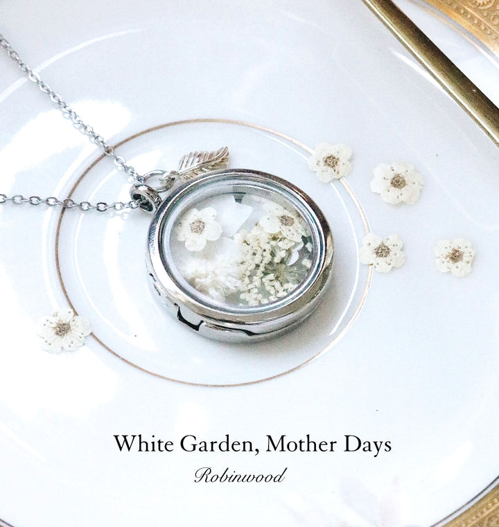 August Collection's " White Garden ", With Heliotrope with Love, Robinwood, 92.5 K Sterling Silver Locket