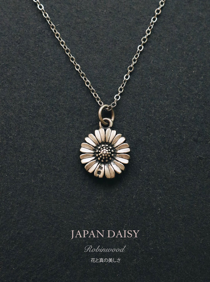 " Limited Couple Collection's " Japan Daisy Chrome Flower Necklace , Robinwood Men Series