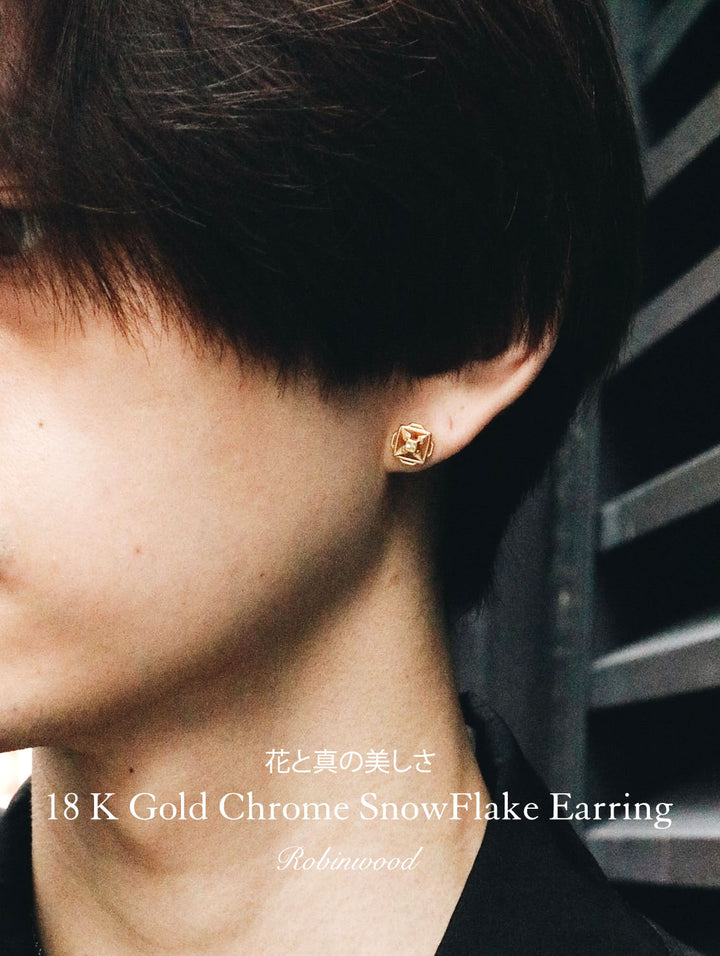 Men Limited Collection's " 18K Gold Chrome SnowFlake Earrings " Robinwood